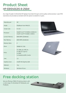 HP EliteBook 1040 G3 i5 with a FREE HP docking station - Picture 1 of 1