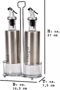 3tlg. Menage Set - Essig Öl - Gewürzständer 2 x je 300 ml für Essig und Öl - G - Picture 1 of 6