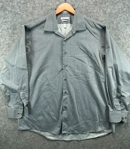 Van Heusen Royal Herringbone Mens 34 Gray Dress Shirt 17 1/2 Wrinkle Free Button - Picture 1 of 13