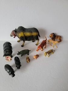 Lote De 11 Animales De Safari De Colección PVC Hipopótamos León Tigres Jaguares Yak Grande - Imagen 1 de 10