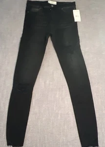 Free People Skinny Ankle Stretch Jeans Damen Gr. 25 L schwarz distressed NEU - Bild 1 von 19