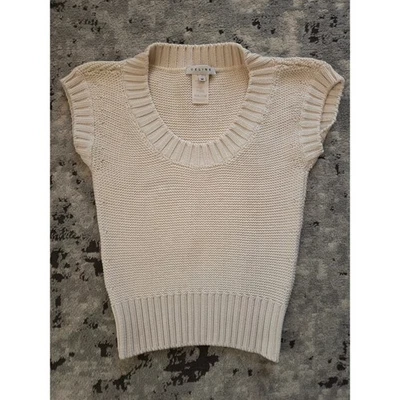 Chaleco Suéter Celine Tejido Crema Seda Algodón - Talla M Preppy Lujo Monocromo Foto 1 de 4