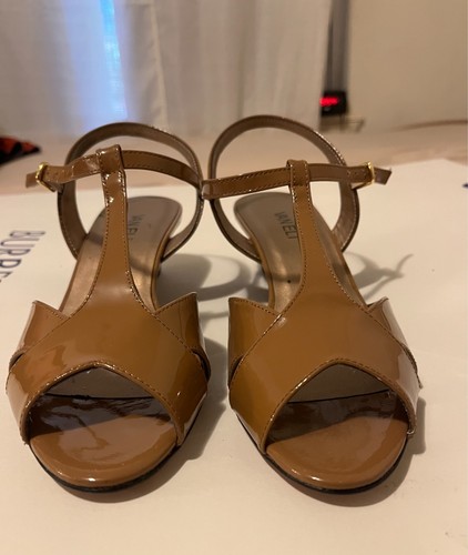 VANS sandalo donna VAN ELI vernice cinturino t zeppa marrone chiaro 8 5 ottime condizioni!