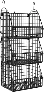 Cestas de almacenamiento de alambre apilables para despensa de armario de cocina, organizador de armario colgante - Imagen 1 de 7