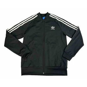 Adidas Trefoil Track Jacket Black White Boys size Large - Picture 1 of 8