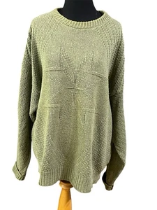 Vintage Liberty Knit Henley Style Sweater Large Green Holliday Fisherman Grandpa - Picture 1 of 7