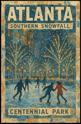 Póster de paisaje urbano nevado de Atlanta Foto 1 de 4