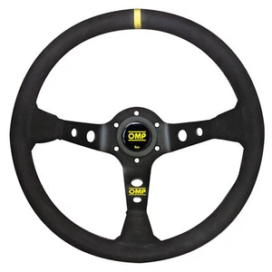 OMP Corsica Competition 350mm Dia Steering Wheel, Leather (Black, Yellow Stitch) - Afbeelding 1 van 1