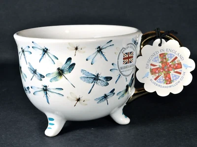 Taza de café libélula Bluebird y sauce caldero libélulas azul blanco dorado Foto 1 de 4