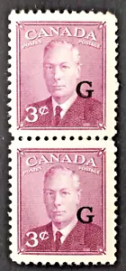 Canada 1949 KGVI Sc#286 MNH OG VF pair overprint "G" - Picture 1 of 3