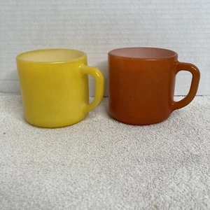Vintage Federal Glass Burnt Orange Yellow Coffee Mugs QTY 2 - Picture 1 of 12