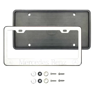 Merced3s Benz Laser Etched Chrome Stainless Steel License Frame Silicone Guard - Picture 1 of 1
