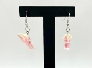 Pendientes batido súper lindos - Kawaii - comida divertida 3D rosa - Imagen 1 de 4