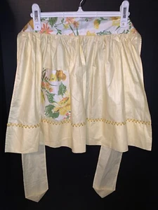 Half Apron Yellow Floral Waist Apron with Pocket Retro Vintage - Picture 1 of 6