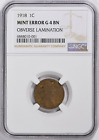 1918 Lincoln ERREUR DE LAMINATION NGC G 4 BN Difficile à trouver tôt 1 900 erreurs !!!