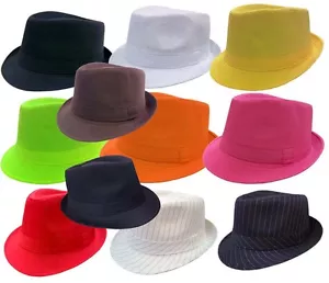 CAPPELLO A SECCHIO FEDORA TRILBY GANGSTER FEDORA UOMO DONNA CAPPELLO SOLIDO - Foto 1 di 15