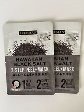2X Freeman HAWAIIAN BLACK SALT 2-Step Deep Cleansing PEEL + MASK sheet facial