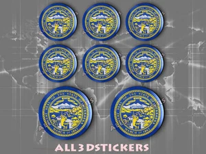 8 x 3D ROUND Resin Domed Flag Nebraska - USA Adhesive Decal Vinyl - Picture 1 of 1