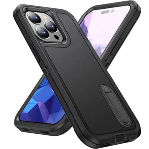 Case for iPhone 14 Pro, Rugged Strong Work Cover Built in Stand Black - Picture 1 of 5