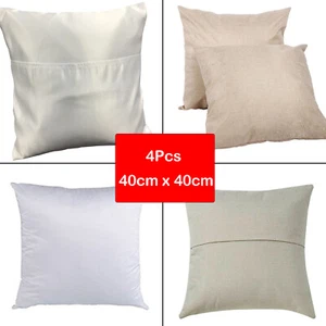 4Pcs 15.75" Sublimation square Blank Linen Polyester Pocket Pillow Case Cover - Picture 1 of 12