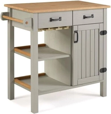 Pine Wood Kitchen Storage Cabinet Island Cart - Image 1 of 4