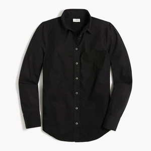 NWT J. Crew Womens Petite Size Medium PM Black Button Up Cotton Poplin Shirt NEW - Picture 1 of 8