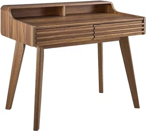 Modway Render Mid-Century Modern Writing Desk in Walnut - Picture 1 of 9