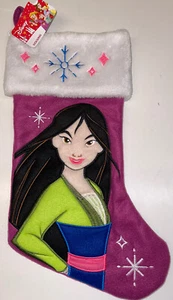 Disney Princess Mulan Christmas Stocking Purple 17” NWT Faux Fur Cuff Embroider - Picture 1 of 2