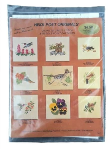 Vintage Heidi Poet Originals Cross Stitch Needlepoint 9 Patterns Birds Mice Pika - Picture 1 of 2
