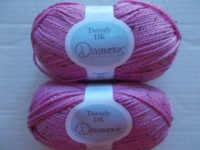 Deramores Tweedy DK wool blend yarn, Petunia Blast, lot of 2 (200 yds ea) - Image 1 of 2