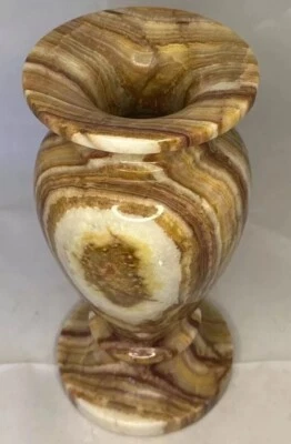 Jarrón de mesa redonda de ónix natural geo decorativo multicolor de 8" x 4” x 13” sin marca Foto 1 de 4