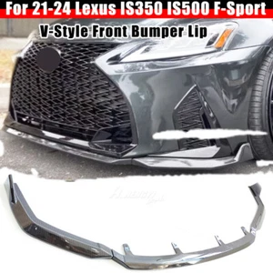 For 2021-25 Lexus IS350 IS500 F-Sport V-Style Carbon Fiber Look Front Bumper Lip - Picture 1 of 14