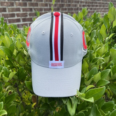 Ohio State Cap Buckeyes Top of the World Gray Red Striped One Size VTG TOTW Cover