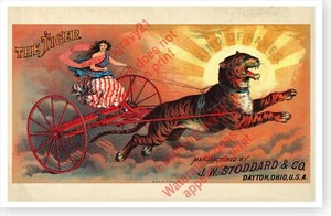 J.W. Stoddard Co. Póster publicitario de implementación agrícola retro de The Tiger Hay Rake - Imagen 1 de 1