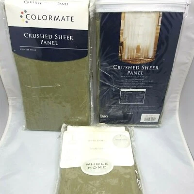 Sears Colormate Crushed Sheer Panels Two 51X84 and One 51X63 (LOT of 3) Green - Image 1 of 4