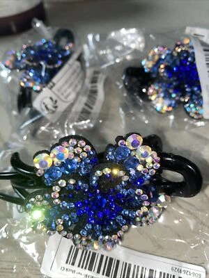 Bling Blue Crystal Rhinestones Hair Clip - Image 1 of 4