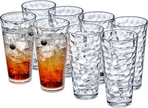 Iceberg 24oz Plastic Tumblers Set of 8 - BPA-Free, Stackable, Dishwasher-Safe - Picture 1 of 12
