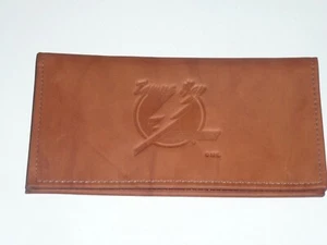 TAMPA BAY LIGHTNING Leather Checkbook by Rico NIB brown - Picture 1 of 3