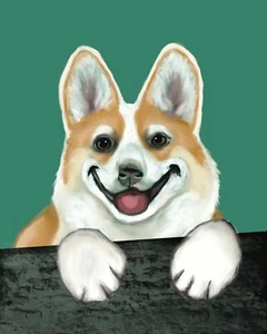 TAN CORGI Pembroke Welsh Art PRINT of Digital Oil Painting Dog Artwork by VERN - Picture 1 of 1