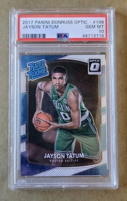 2017 PSA 10 GEM 状况完好 Panini Optic Jayson Tatum RC 评级新秀凯尔特人队 #198 198 — 第 1/2 张图片