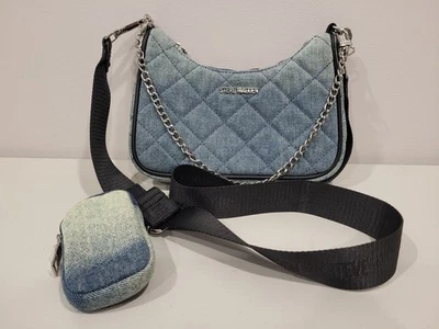 Steve Madden Denim Crossbody Bag Light Blue With Shoulder Strap & Zipper Pouch - Image 1 of 4
