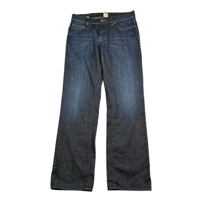 Pantalones de mezclilla Hugo Boss etiqueta naranja 34x34 (se adapta a 34x33) azul oscuro algodón botón mosca COMO NUEVOS Foto 1 de 4