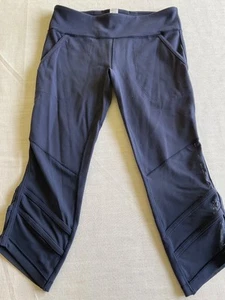 Ivivva by Lululemon girls 14 dark blue crop mesh legging - Picture 1 of 5