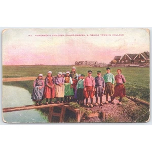 Postcard Fishermen's Children Eiland Marken Holland c1910 - Picture 1 of 3