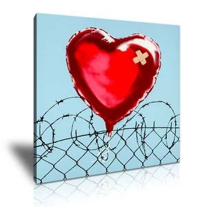 BANKSY - Love Hurts Graffiti Wall Art Canvas Print Framed Box ~ Many Sizes - Picture 1 of 10