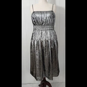 Old Navy Metallic Midi Dress Size Large Tiered Witchy Goth Fairycore  NWOT - Picture 1 of 15