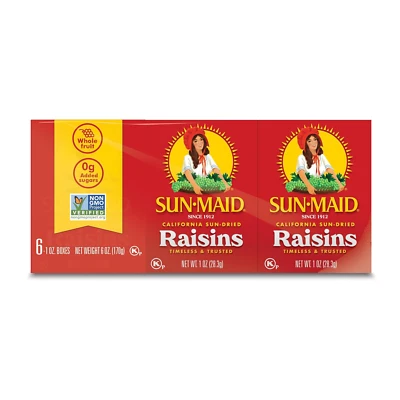 California Sun-Dried Raisins - (6 Pack) 1 oz Snack-Size Box - Dried Fruit Snack  - Image 1 of 4