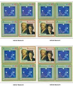 1993 Australia SG# 1421/22 Parliament Women  Conference 4 blocks of 4 B mint MUH - Foto 1 di 1