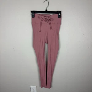 Year Of Ours gerippte Fußball Legging Damen Größe S Schnürung rosa Stretch sportlich - Bild 1 von 7