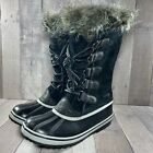 Sorel Womens Joan Of Artic Snow Boots Suede Faux Fur Waterproof Black Size 8